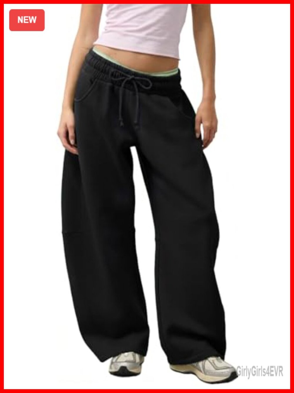 Barrel Sweatpants Baggy Wide Leg Lounge Pants Drawstring Pockets